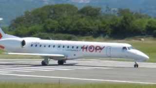 Decollage Hop Embraer 145 Biarritz airport  LFBZ [upl. by Rasia]