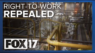 Michigan repeals righttowork law [upl. by Aritak407]