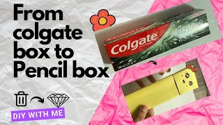 How to make Pencil box from Toothpaste box Colgate box reuse♻️DIY pencil storage box  wastereuse [upl. by Molly]