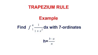 Trapezium rule integration of int 11x2dx  arctanx [upl. by Eelanaj176]