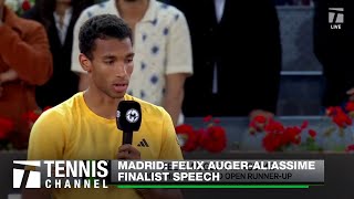 Felix AugerAliassimes 2024 Madrid Open Finalist Speech  2024 Madrid Final [upl. by Florentia]