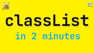 JavaScript Class List  All You Need to Know in 2 Mins [upl. by Claudelle]