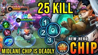 25 Kills Midlane Chip New Hero is Deadly  New Hero Tryout  MLBB [upl. by Lydell]