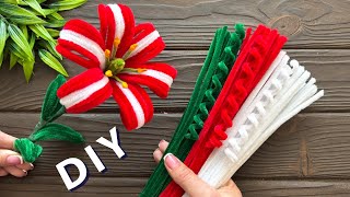 How to Make Easy Lily Pipe Cleaner Flower Pipe Cleaner Flowers Making Tutorial Chenille Wire [upl. by Aicirtap]