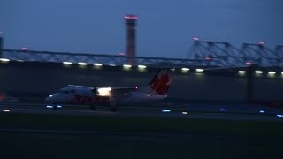 AC Jazz Dash 8102 Night Landing YUL Montreal [upl. by Wane]