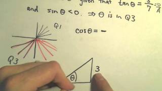 Finding Trigonometric Values Given One Trigonometric ValueOther Info Example 2 [upl. by Kacie]