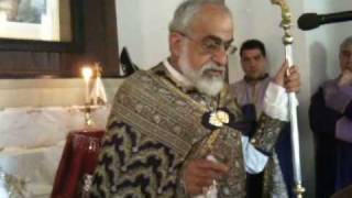 Archbishop Varoujan Hergelians Karoz at renovated Sourp Boghos chapel [upl. by Eyatnod]