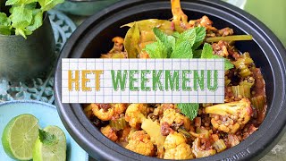 Het Weekmenu 2  Marokkaans stoofpotje met zoete aardappel  Steffi Vertriest [upl. by Ahsirahc907]