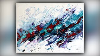 Easy Abstract Painting for Beginners  Palette Knife  Acrylics  Demo 085 [upl. by Cherie]