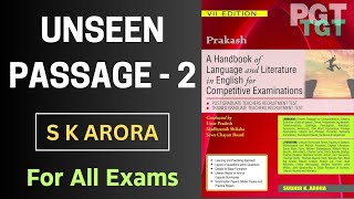 UNSEEN PASSAGE PRACTICE। COMPREHENSION PRACTICE। SK ARORA TGT PGT ENGLISH। [upl. by Oiralih417]