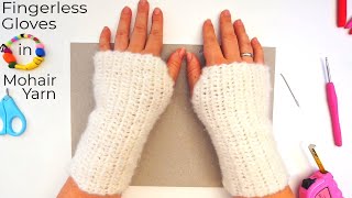 SOFTEST Crochet Fingerless Gloves ever Made in Mohair Yarn [upl. by Pish707]