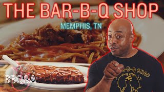 Robby Feasts on BBQ Spaghetti amp Ribs at The BBQ Shop in Memphis TN  BBQampA [upl. by Sunny]