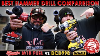 MILWAUKEE M18 FUEL VS DEWALT 998 20V MAX XR HAMMER DRILL CERTIFIED TOOL TEST RESULTS [upl. by Parthenia]