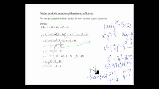 Solving Quadratic Equations with Complex Coefficients [upl. by Vere]