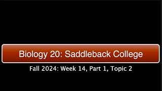 Saddleback Biol 20 Fall 2024  Week 14 Part 1 Topic 2 [upl. by Avraham]