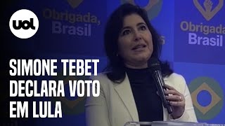 Simone Tebet declara apoio a Lula e diz que não cabe omissão no 2º turno [upl. by Nevai]