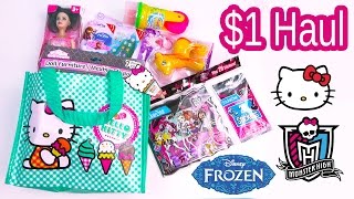 1 Dollar Tree Hello Kitty Bag Disney Frozen Crashlings Blind Bags Toy Doll Dough Monster High Video [upl. by Moureaux]