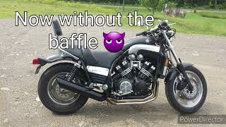 Yamaha Vmax 1200 4 into 1 with custom muffler baffle in or out [upl. by Beret]