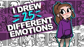 I drew 25 DIFFERENT EXPRESSIONS Woo  25 Expressions Challenge  DrawingWiffWaffles [upl. by Notgnirra]