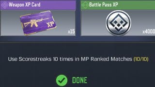 Call Of Duty Mobile Use Scorestreaks 10 times in MP Ranked Matches Task Complete [upl. by Sessilu]