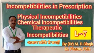 Incompatibilities or Error in Prescription  Pharmaceutics I BPharm  DPharm  L5 [upl. by Ydasahc710]