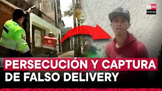 Surco Tras una intensa persecución detienen a falso delivery que robó a una mujer en el distrito [upl. by Queena]