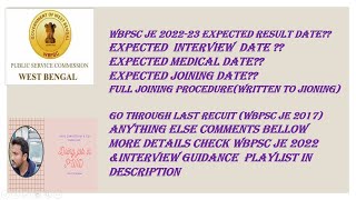 WBPSC JE 202223 Expected Result DateExpected Joining DateGo Through WBPSC JE 2017 Recruitment [upl. by Walden416]