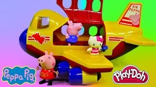 Peppa Pigs Jumbo Jet Flying Adventure Play Doh Hello Kitty Muddy Puddle Kids Toys [upl. by Sowell719]