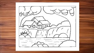 easy way to draw beautiful and good scenery for beginners [upl. by Nisotawulo49]