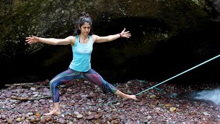 SlacklineYoga Tutorial by Andrea Dattoli The Warrior Pose [upl. by Ttiwed769]