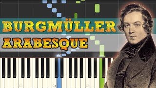 Arabesque  Op100 No2  Friedrich Burgmüller Piano Tutorial Synthesia [upl. by Pisarik]