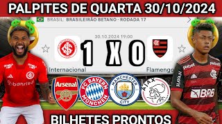 PALPITES DE FUTEBOL PARA HOJE 30102024 QUARTAFEIRA  BILHETES PRONTOS  Palpites da hora [upl. by Theone]