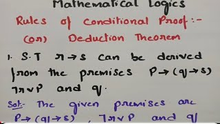 btechmathshub7050 Rules of Conditional Proof Mathematical Logics MFCS  Imp problems Solutions [upl. by Paschasia140]