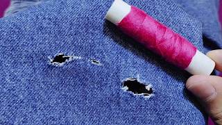 Teach yourself this magic stitch to fix holes in jeans using just a sewing needle [upl. by Zetrok]