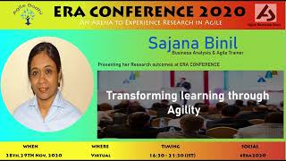 Transforming Learning through Agility  Sanjana Binil  ERA Conference 2020  Day 2 [upl. by Adiel]