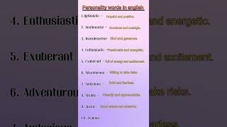 Different Personality Words In English English Vocabulary englishlearnbasicenglishspokenenglish [upl. by Ylyl]