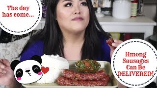 Hmong Sausages Mukbang I KTY Sausage Company [upl. by Airdnassac]