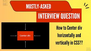 Important Interview Question in CSS  Perfectly Center DIV Horizontally and Vertically with CSS css [upl. by Necila]