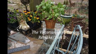 Victorian Herb Garden Cast iron fencing Simple pea Trellis part 2 [upl. by Edin]