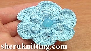 Crochet Popcorn Stitch 6Petal Flower [upl. by Fessuoy66]