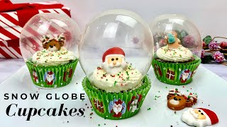 EDIBLE SNOW GLOBE CUPCAKES  Red Velvet Cupcakes with Whipped Cream Cheese Frosting [upl. by Jemma806]