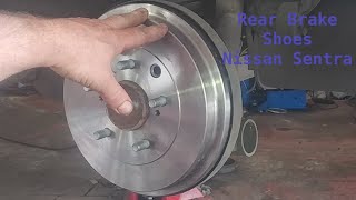 Rear brake shoe replacement 2016 Nissan Sentra SV [upl. by Salomone]