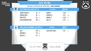 Clifton College 1st XI v Millfield School CC 1st XI [upl. by Patrizio]