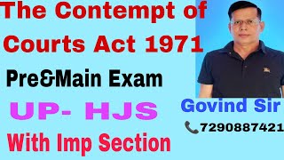 The Contempt of Courts Act 1971 UP HJS Pre amp Main Examination Govind Sir [upl. by Riannon]