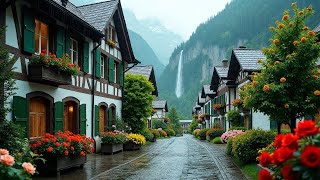 Rainy 4k walk in the most beautiful Swiss village  Lauterbrunnen Switzerland Fairytale village [upl. by Eidurt452]