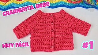 Saquito Tejido a Crochet Para bebe MUY FACIL para principiantes 1 [upl. by Enial]