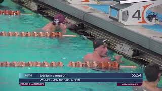 Mens 100 Backstroke A Final  2024 FUTURES CHAMPIONSHIPS SERIES  AUSTIN TX [upl. by Atel]