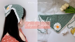 🌿 How To Crochet Cottagecore Bandana  Kerchief DIY 🌿 [upl. by Shirah191]