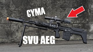 The CYMA SVU DMR Airsoft AEG Sniper Rifle  Speed Review [upl. by Otrebtuc797]