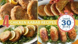 4 Quick Chicken Kabab Recipes under 30 Mins By Food Fusion [upl. by Ynnavoeg]